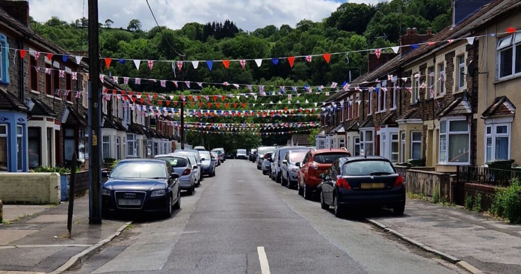 Street party preparation for the platinum Jubilee in Rhydyfelin